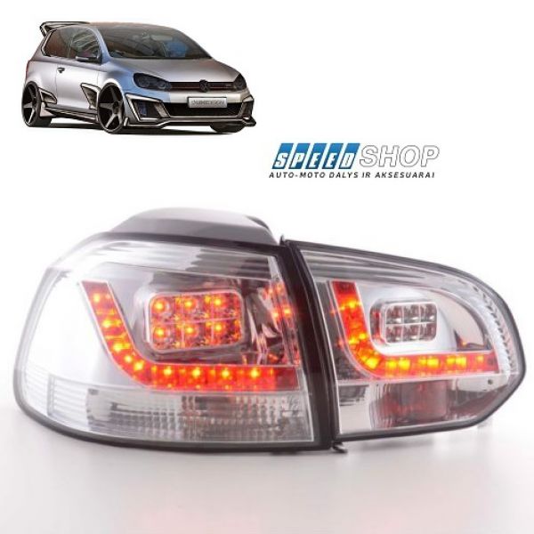 Golf 6 galiniai balti Led žibintai
